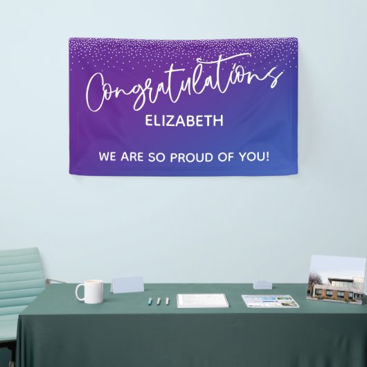 Gefeliciteerd Casual Blauw & Paarse Ombre Spandoek (Beurs)