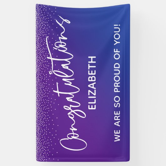 Gefeliciteerd Casual Blauw & Paarse Ombre Spandoek (Verticaal)