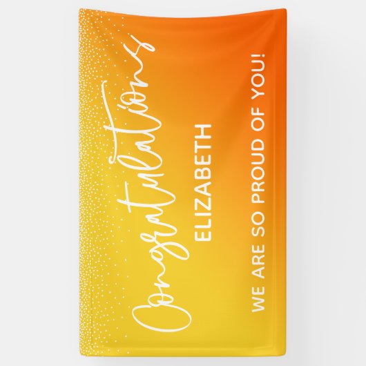 Gefeliciteerd Casual Sinaasappel & Geel Ombre Spandoek (Verticaal)