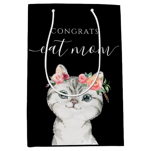 Gefeliciteerd Cat mam Gift Bag Medium Cadeauzakje (Voorkant)