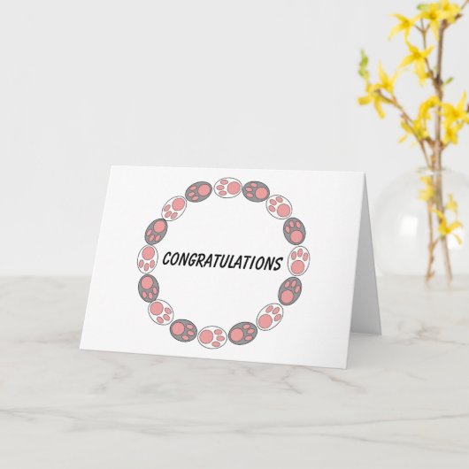 Gefeliciteerd Cat Paws Funny personaliseren Kaart (Gele Bloem)