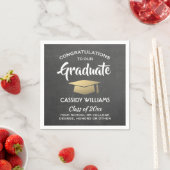 Gefeliciteerd Chalkboard Black & Gold Afstuderen Servet (Insitu)