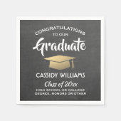 Gefeliciteerd Chalkboard Black & Gold Afstuderen Servet (Voorkant)