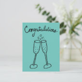 Gefeliciteerd Champagne Cheers Schets Doodle Briefkaart (Staand voorkant)