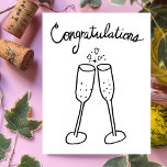 Gefeliciteerd Champagne Cheers Schets Doodle Briefkaart<br><div class="desc">Zoete tekening van twee bubbelglazen om iemand te feliciteren met hun bruiloft of verloving! Klik op "Personaliseren" hierboven om de binnentekst naar wens te bewerken. Klik vervolgens op "Bewerken met behulp van ontwerpgereedschap" om de lettertypen, kleuren en plaatsingen aan te passen. U kunt ook de achtergrondkleur wijzigen of mijn winkel...</div>