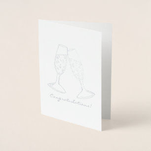 Gefeliciteerd Champagne Glass Wedding Bridal Folie Kaarten