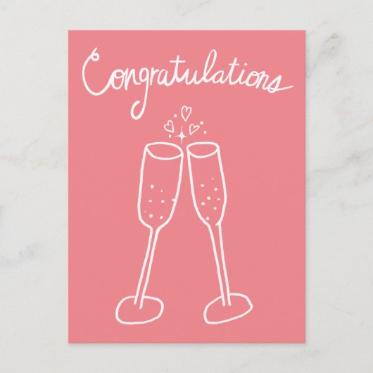 Gefeliciteerd Champagne Proost Krabbel Tekening Briefkaart (Voorkant)