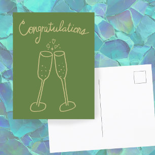 Gefeliciteerd Champagne Proost Schets Krabbelteken Briefkaart