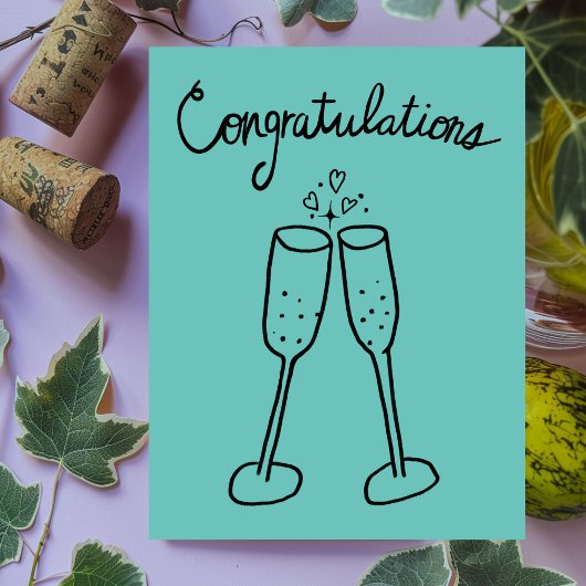 Gefeliciteerd Champagne Proost Schets Krabbelteken Briefkaart