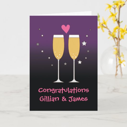 Gefeliciteerd champagne toast kaart (Gele Bloem)