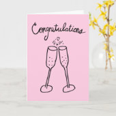 Gefeliciteerd Champagne Verloving Sketch Doodle Kaart (Gele Bloem)