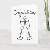 Gefeliciteerd Champagne Verloving Sketch Doodle Kaart (Voorkant)