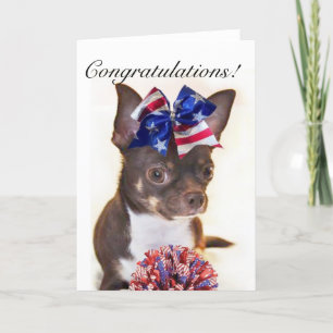 Gefeliciteerd Cheerleader chihuahua hond kaart