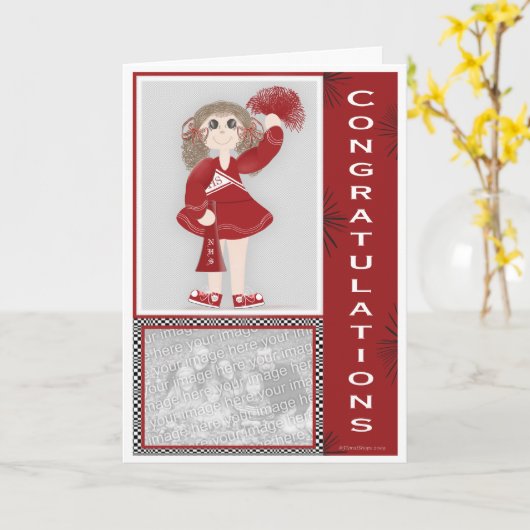 Gefeliciteerd cheerleader gepersonaliseerd kaart (Gele Bloem)