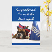 Gefeliciteerd Cheerleader Stunt bokser kaart (Gele Bloem)