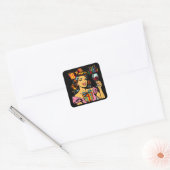 Gefeliciteerd | Cheers Retro Vrouw Vierkante Sticker (Envelop)