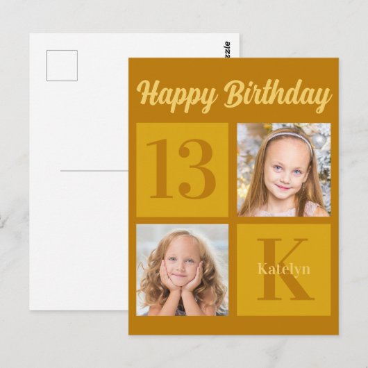 Gefeliciteerd Chic Goud 2 Foto Gepersonaliseerd Briefkaart (Voorkant / Achterkant)