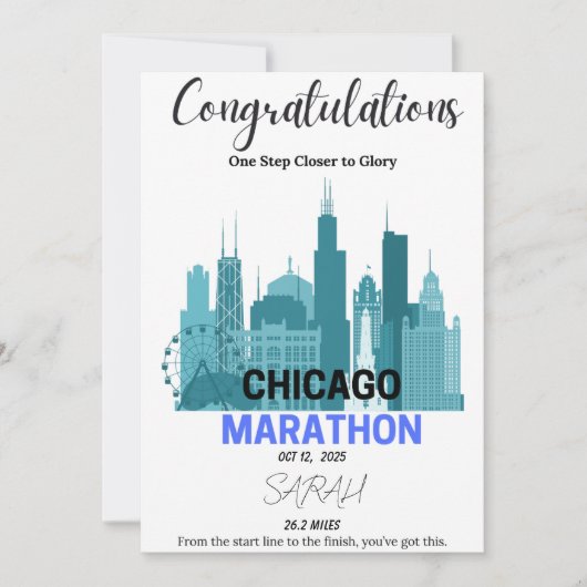 Gefeliciteerd Chicago Marathon 2025 Runner Gift Feestdagenkaart (Voorkant)