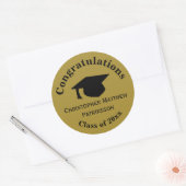 Gefeliciteerd, Class 20xx Afstuderen, Matte Gold Ronde Sticker (Envelop)