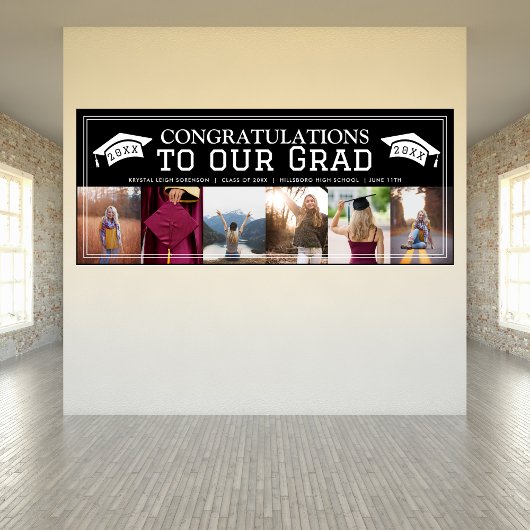 Gefeliciteerd Classic Afstuderen Six Photo Party Spandoek