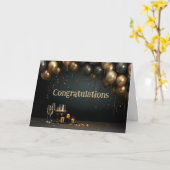 Gefeliciteerd Classic Elegant Balloon Celebrate Kaart (Gele Bloem)