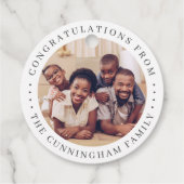 Gefeliciteerd Classic Simple Family Foto Bedankjes Labels (Achterkant)