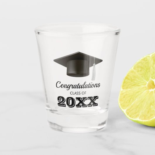 Gefeliciteerd, College Afstuderen Favors Shot Glas (Voorkant)