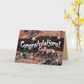 Gefeliciteerd College Afstuderen Oranje en zwart Kaart (Gele Bloem)
