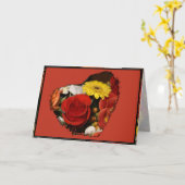 Gefeliciteerd Colorful Bouquet Floral Heart Kaart (Gele Bloem)