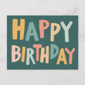 GEFELICITEERD Colorvolle Pastel Handlettering Cute Briefkaart (Voorkant)