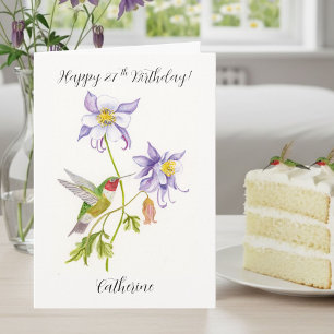 Gefeliciteerd Columbine met Hummingbird, 27 jaar! Kaart