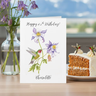Gefeliciteerd Columbine with Hummingbird, 25 jaar! Kaart