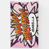 GEFELICITEERD Comic Book Pop Art Roze Spandoek (Verticaal)