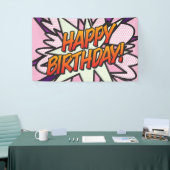 GEFELICITEERD Comic Book Pop Art Roze Spandoek (Beurs)