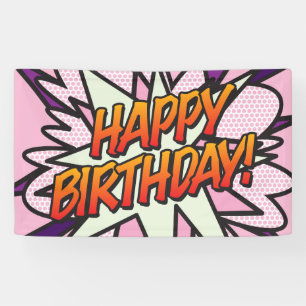 GEFELICITEERD Comic Book Pop Art Roze Spandoek
