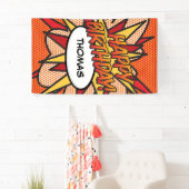 GEFELICITEERD Comic Book Pop Art Spandoek (Insitu)