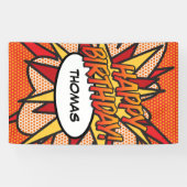 GEFELICITEERD Comic Book Pop Art Spandoek (Horizontaal)