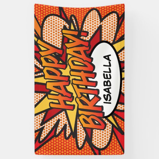 GEFELICITEERD Comic Book Pop Art Spandoek (Verticaal)