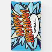 GEFELICITEERD Comic Book Pop Art Spandoek (Verticaal)