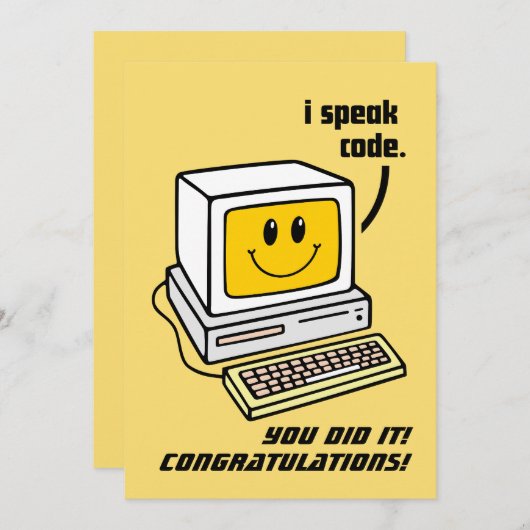 GEFELICITEERD COMPUTER AFSTUDEERDER FEESTDAGENKAART (Voorkant / Achterkant)