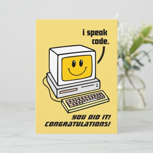 GEFELICITEERD COMPUTER AFSTUDEERDER FEESTDAGENKAART (Staand voorkant)