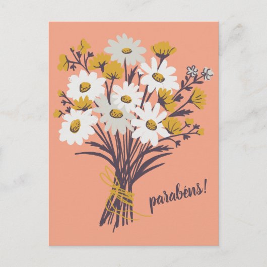 Gefeliciteerd CONGRATULATIONS Daisy Boeket Custom Briefkaart (Voorkant)