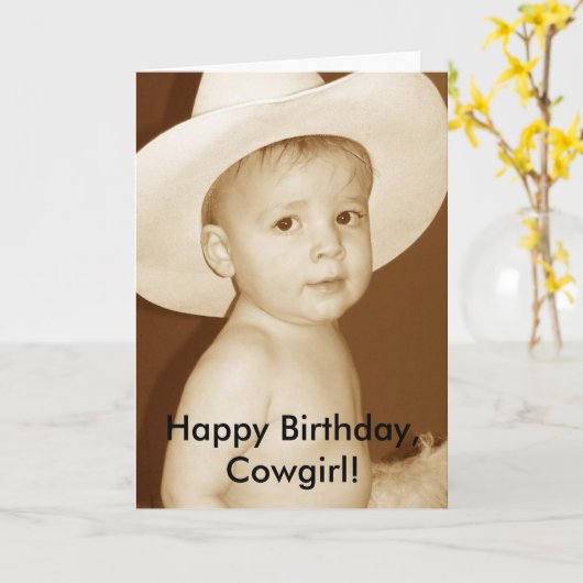 Gefeliciteerd, Cowgirl! Kaart (Gele Bloem)