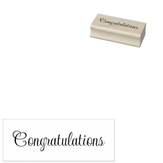 Gefeliciteerd Cursief Schrift Tekst Sjabloon Rubberstempel (Gestempeld)