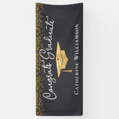 Gefeliciteerd Custom Elegant Gold Afstuderen Spandoek (Verticaal)