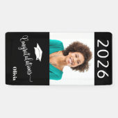 Gefeliciteerd Custom Elegant Photo Afstuderen Spandoek (Horizontaal)