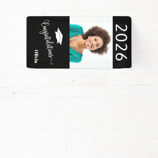 Gefeliciteerd Custom Elegant Photo Afstuderen Spandoek (Insitu)