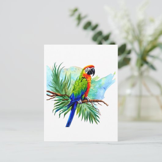 Gefeliciteerd | Cute AI gegenereerde ara-papegaai Briefkaart (Staand voorkant)