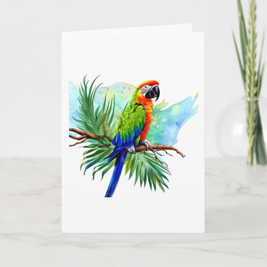 Gefeliciteerd | Cute AI Generated Macaw Parrot Kaart (Voorkant)