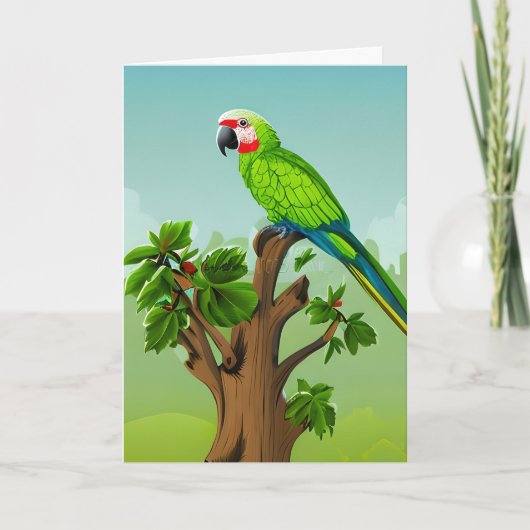 Gefeliciteerd | Cute AI Generated Macaw Parrot Kaart (Voorkant)